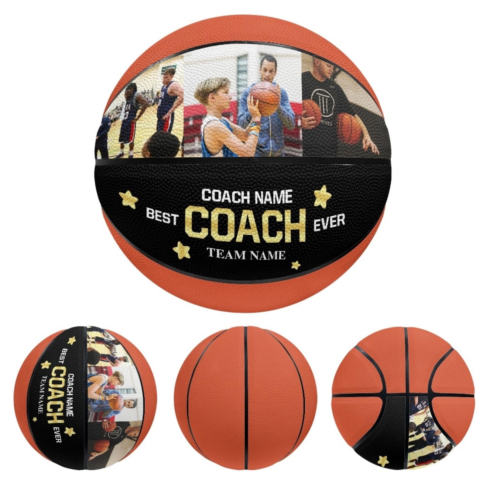 Ballon de Basketball Personnalisé Taille 5/7 74,9 cm Photo Prénom Cadeau Fête des Pères Noël Anniversaire
