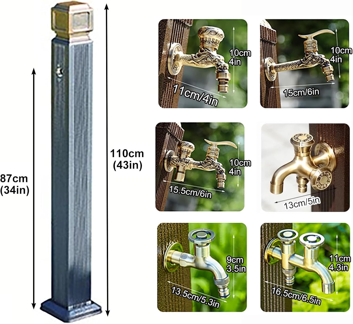 Outdoor Water Spigot Faucet - Freestanding Hose Stand with Frost-Free Post & Spray Gun - Vertical Garden Tap for Easy Access and Efficient Watering