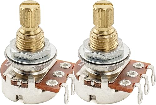 Musiclily Pro A1M - Mini ollas de latón métrico dividido eje estándar 0.374 in potenciómetros cónicos de audio para bajo de guitarra eléctrica