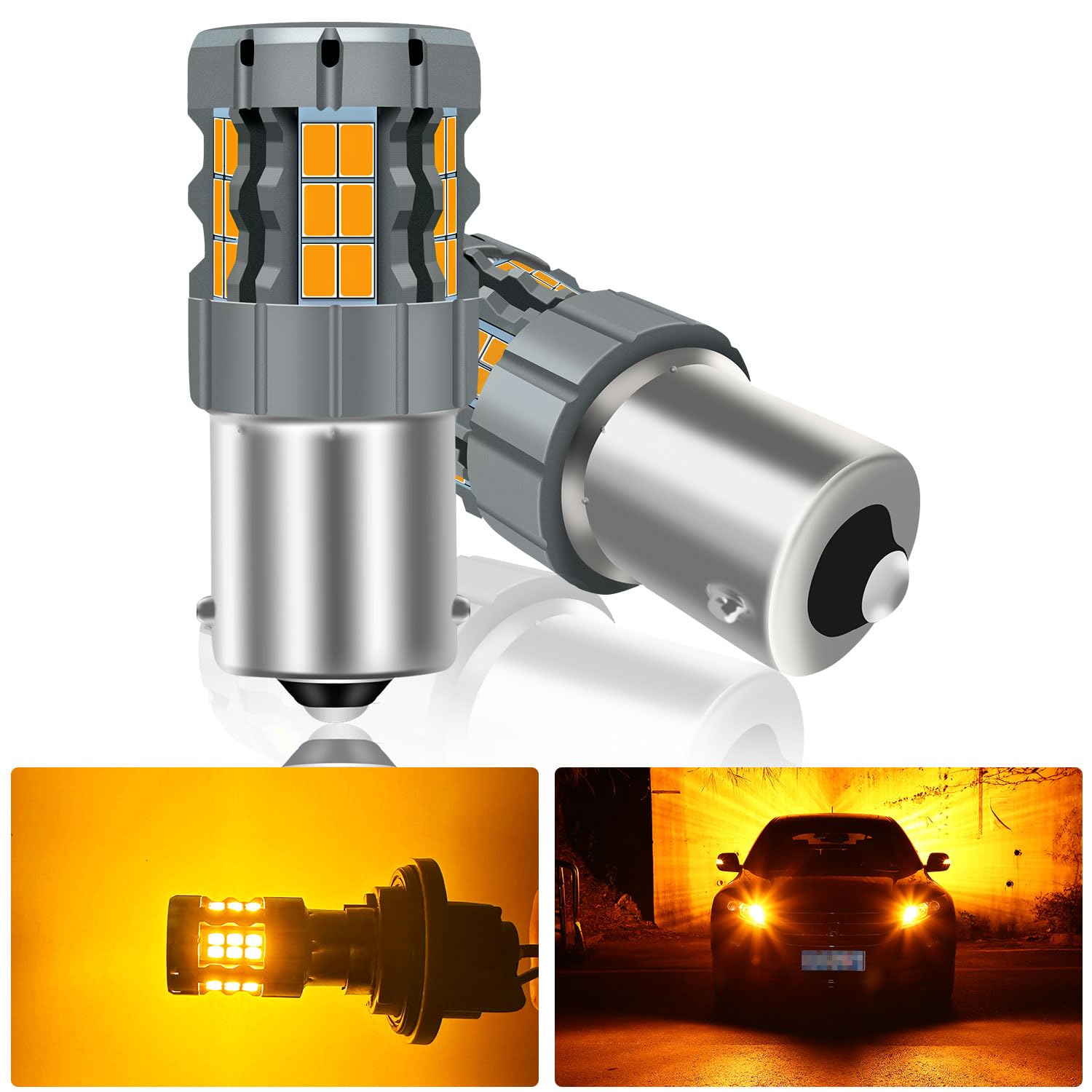 UPXSXT 2Pcs 1156 LED Bulb Amber, CANBUS Error Free Anti Hyper Flash 7506 BA15S P21W Turn Signal Light Replacement Bulb Super Bright 30-SMD 25W 4000LM