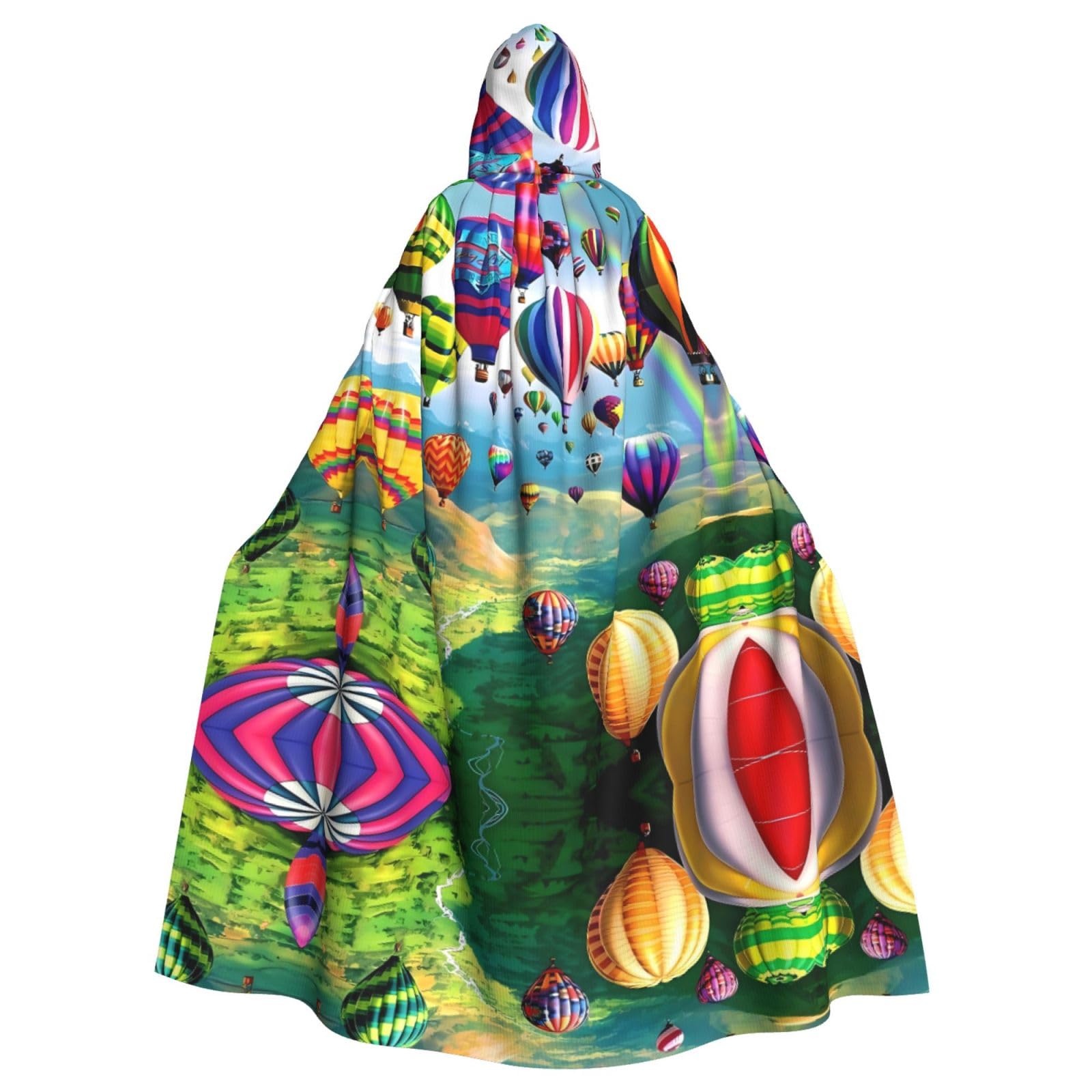 SamLng Hot Air Balloons Hooded Cloak – Adult Role Play Costume Cosplay – Perfect for Christmas, Wizard, Magician Themed Parties