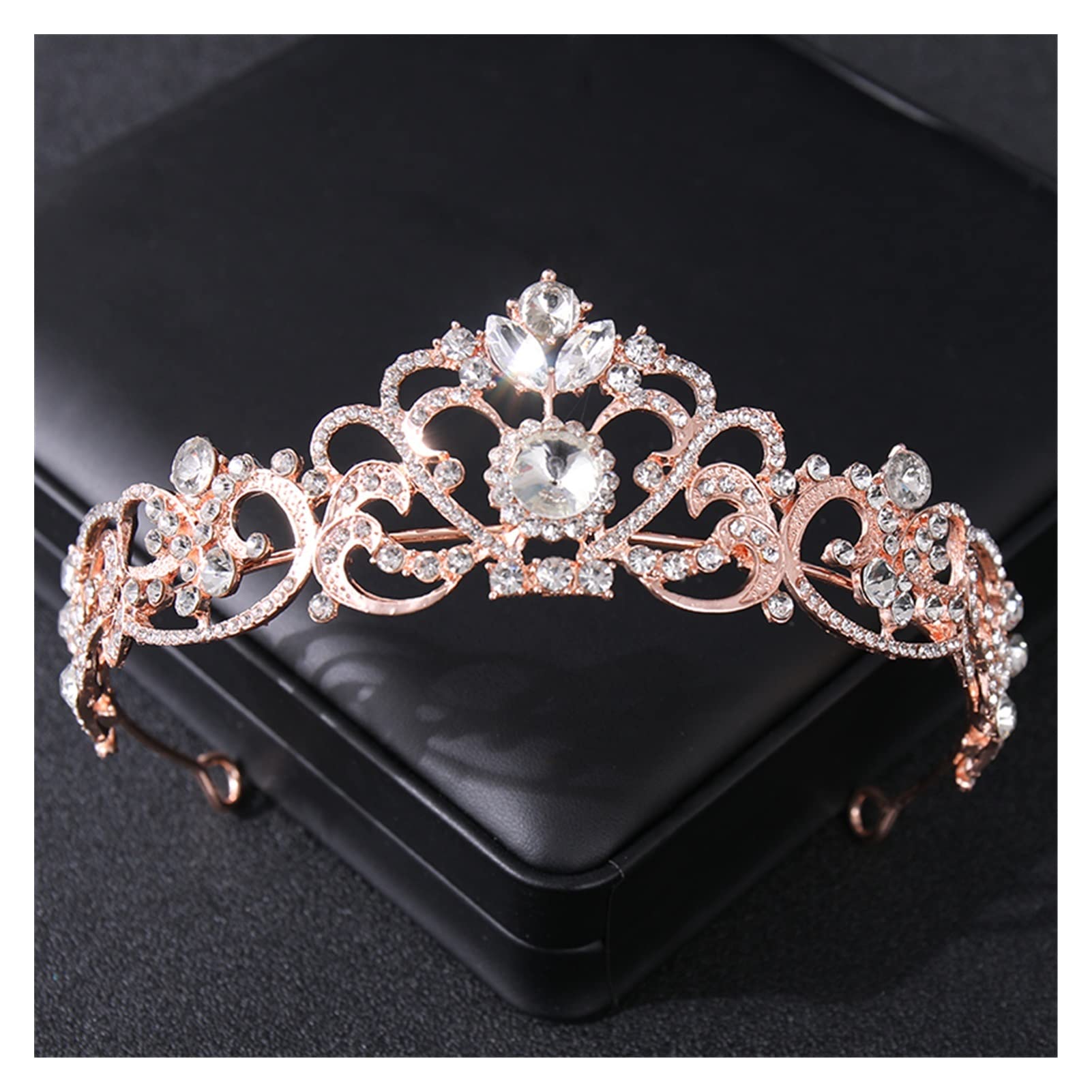 Barokowy Kryształ Rhinestone Korona Tiara Bal Diadem Dla Dziewczyny Kobiety Ślubne Akcesoria Do Włosów Biżuteria Ozdoby Chluba Tiara (Kolor Metalu: Złoty)