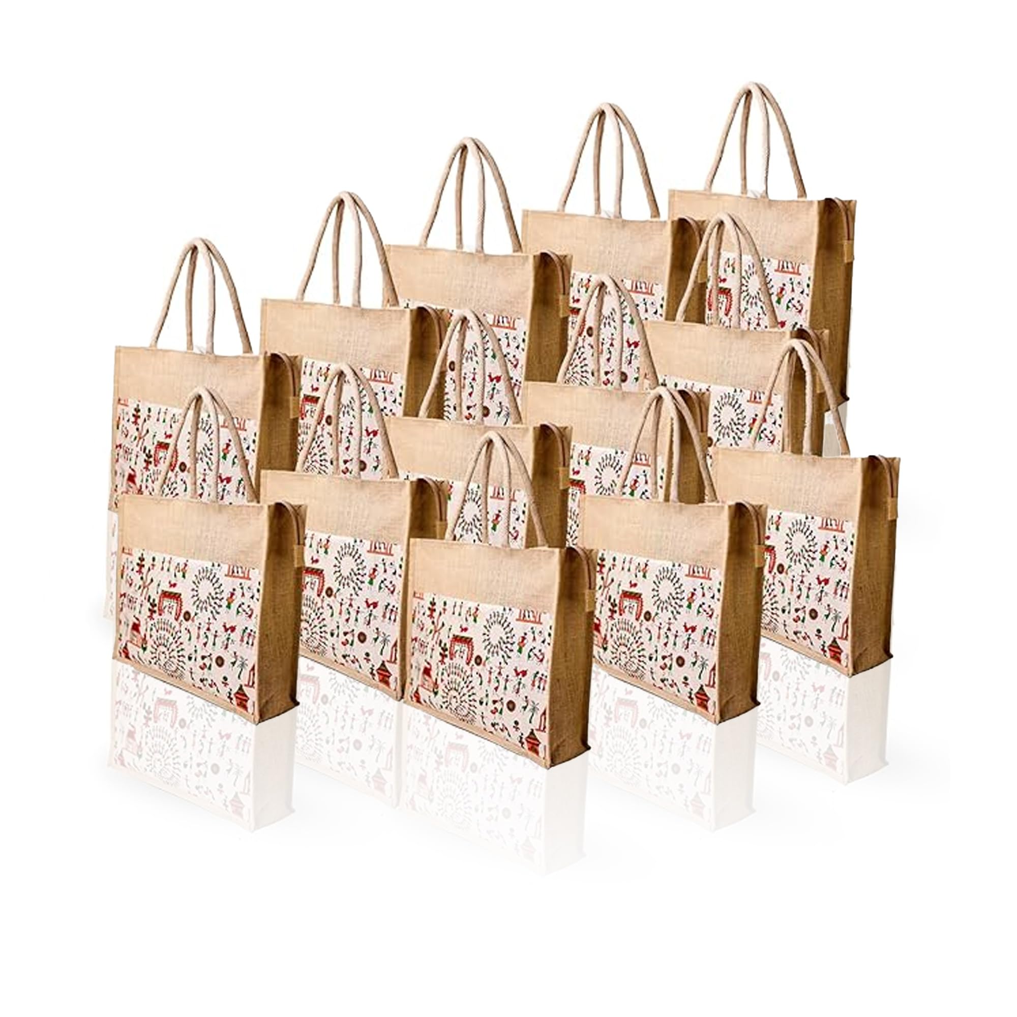Royal Fabric Jute Bags Grocery Carry Bag Jute Kalamkari Big Tiffin Bags For Men & Women (Beige, Big Size,Pack of 25) (B0BF687WGN) Amazon Price History, Amazon Price Tracker