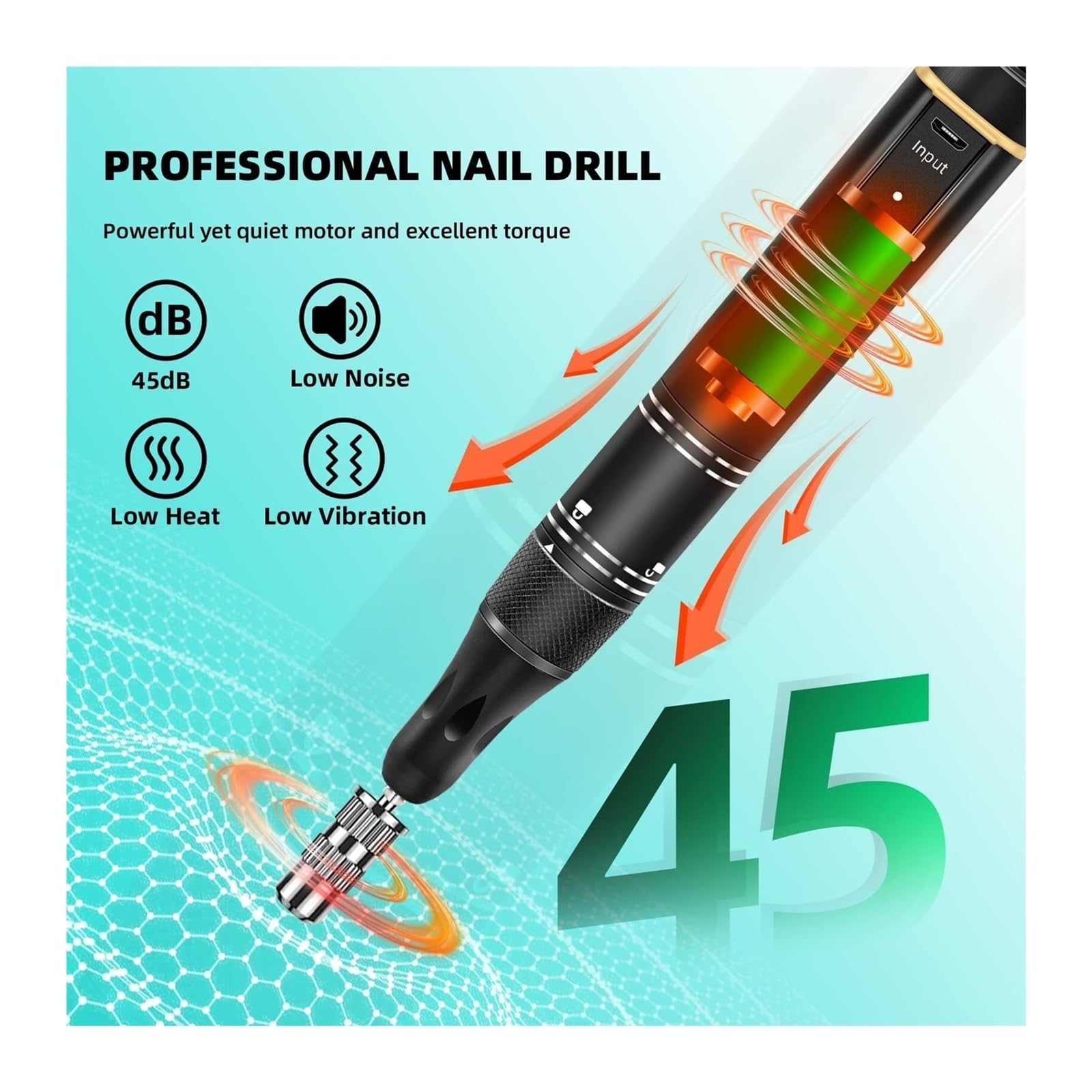 Lima Elettrica For Trapano For Unghie Senza Fili, Professionale For In Polvere For Immersione In Gel Acrilico Kit Portatile For For For Manicure Pedicure , Basse vibrazioni(108-Grey)
