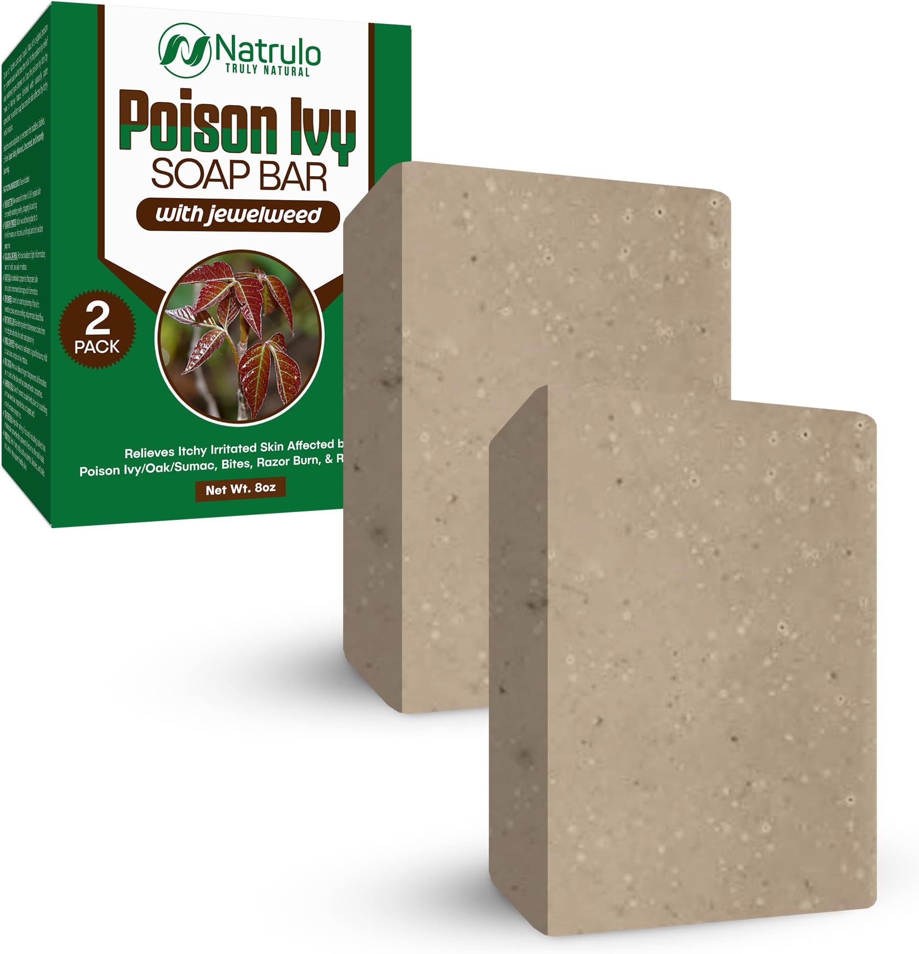 Natrulo Poison Ivy Soap Bar - All Natural Poison Ivy Treatment - Anti-Itch Skin Cleanser Bar for Poison Ivy, Poison Oak & Sumac - Removes Oils, Soothes & Relieves Rashes - 4 oz Bar Made in USA