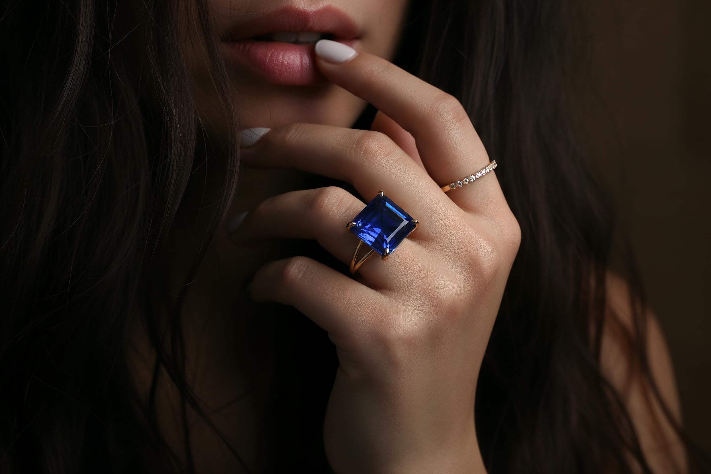 Précieux Saphir Bague en Argent Sterling - Bagues en Pierres Naturelles - Bagues de Mariage, Fiançailles, Cadeaux, Pierres de Naissance pour Femmes - Bijoux de Mode - Choisissez la Taille de la Bague