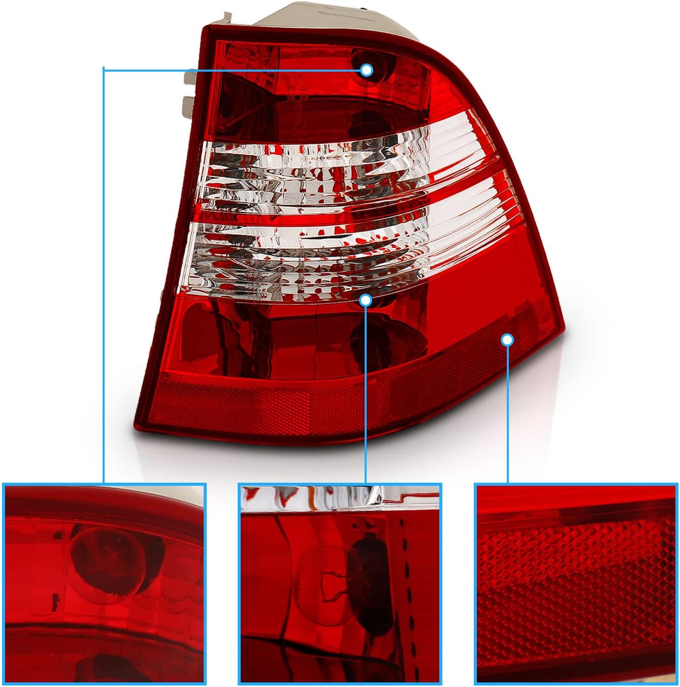 AmeriLite Taillights Red/Clear for Mercedes BenzM Class W163 - Passenger and Driver Side