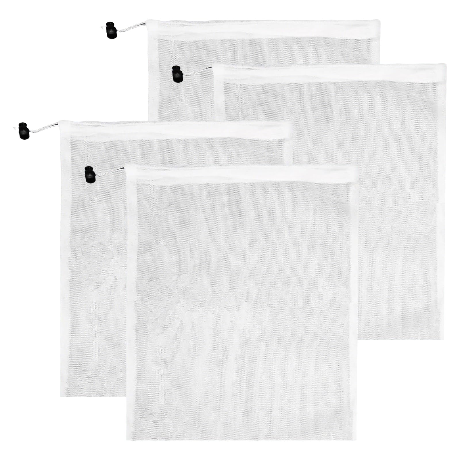 4-Pack Pool Vacuum Mesh Bags - Fine Mesh Filter Bags with Locking Cord for Pool Vacuums, Leaf Collectors. Ideal for Pools, Aquariums, Ponds - Efficiently Collect Leaves and Debris.
