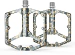Road/Mountain Bike Pedals - 3 Bearings Bicycle Pedals - 9/16” CNC Machined Flat Pedals with Removable Anti-Skid Nails