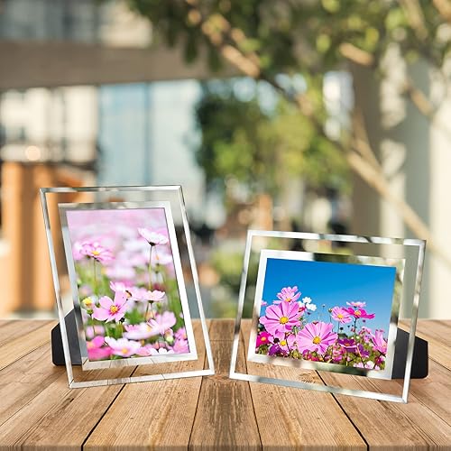 Miniatura 3 de Hoikwo Marcos de fotos a granel de 5 x 7, 4 paquetes de marcos de fotos plateados de 5 x 7, marcos de boda de vidrio de 5 x 7, marcos de fotos de