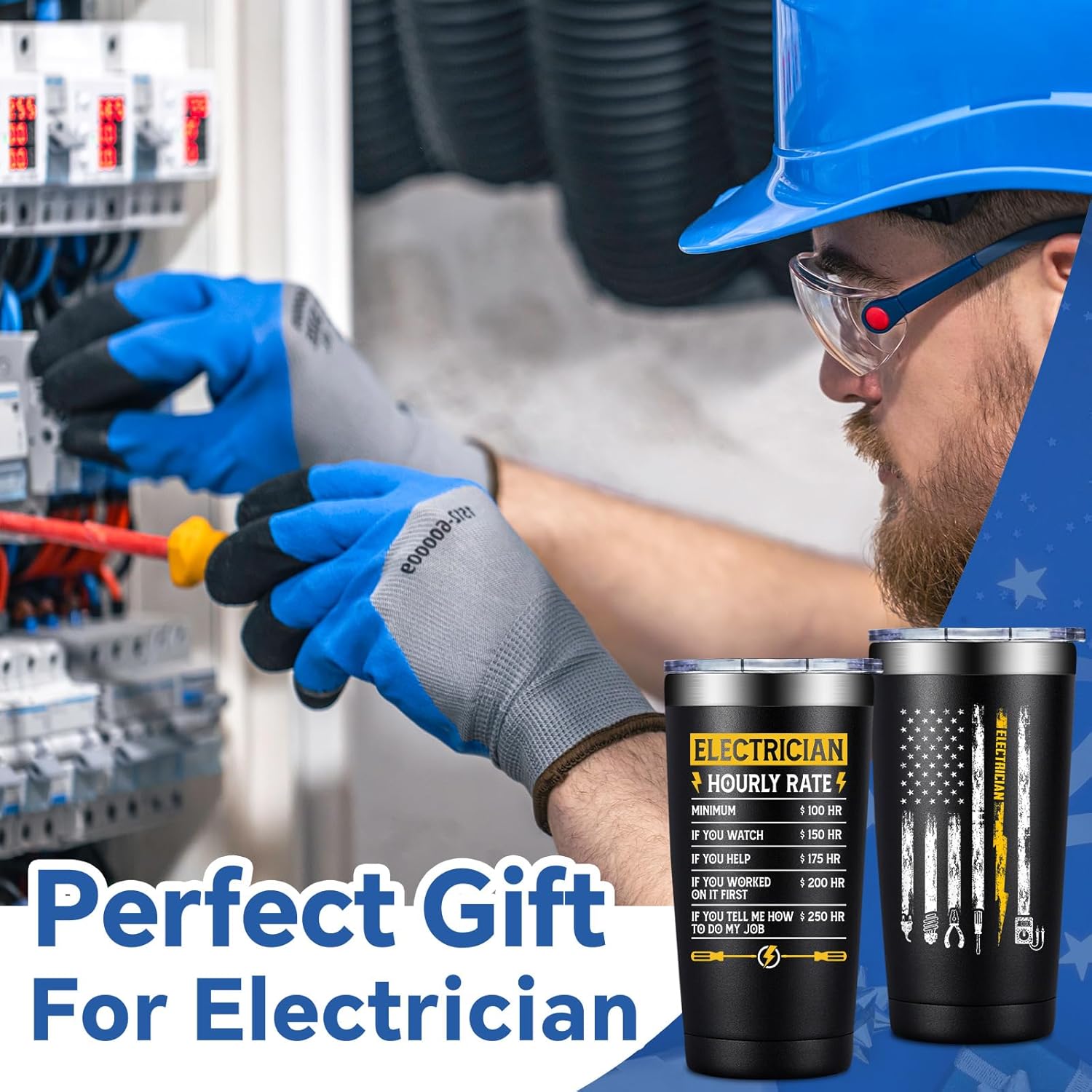 Electrician Gifts for Men - Electrical Engineer Gifts for Dad, Husband, Boyfriend, Coworker - Christmas, Father's Day, Birthday Gift for Electrician - 20oz Tumbler - Image 2