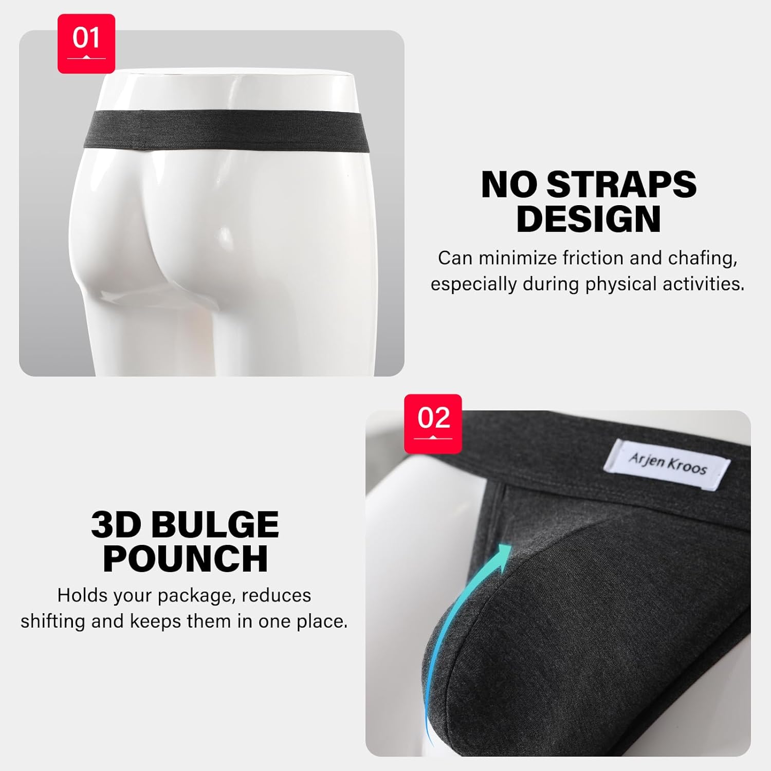 Arjen Kroos Jockstraps for Men Sexy Thong Underwear Dual Pouch Jock Strap Athletic Supporter - Image 3