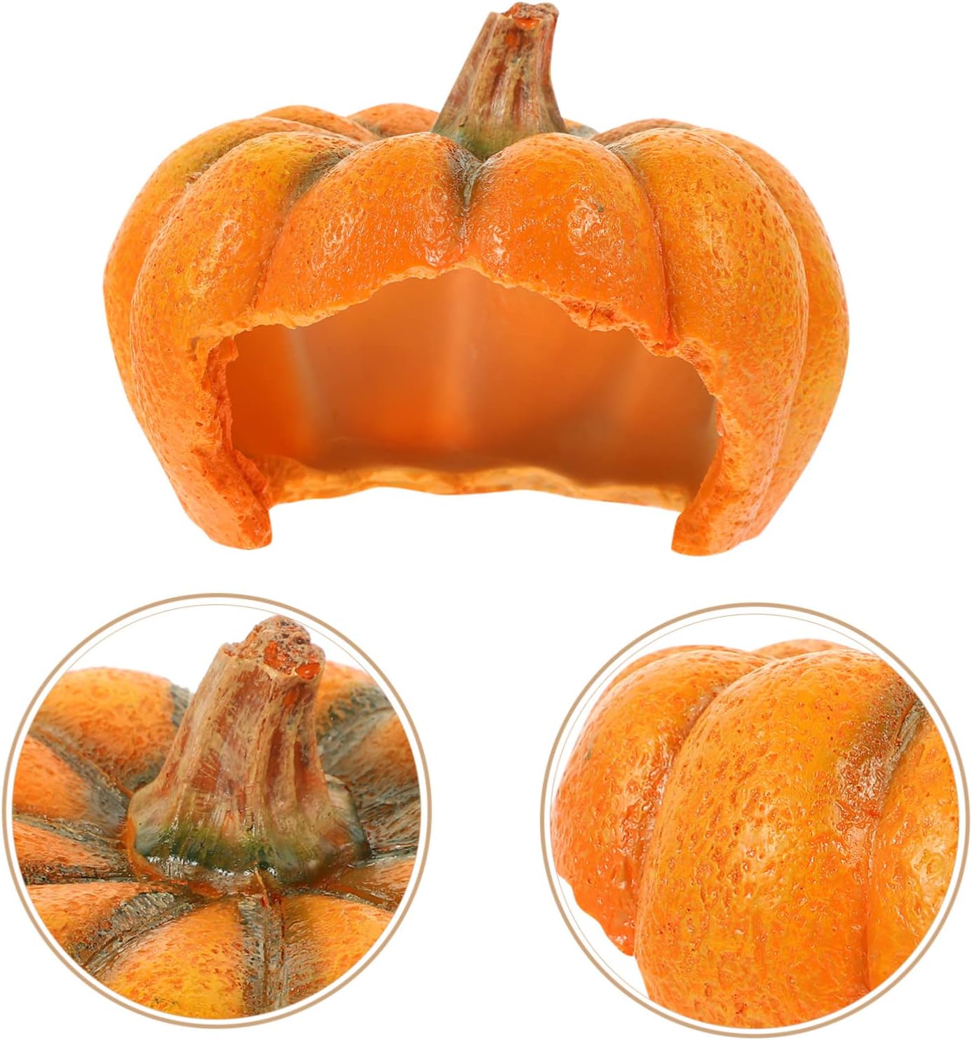 BESPORTBLE 4pcs Resin Pumpkin Hideout for Reptiles and Amphibians Terrarium Decor for Snakes Lizards Turtles and Crabs Halloween-Themed Reptile Shelter Dark Environment Features