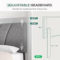 Vista 112 de Novilla Base de cama de plataforma tamaño Queen con cabecera ajustable tapizada, marco de cama Queen, no necesita somier, sin ruido, fácil montaje