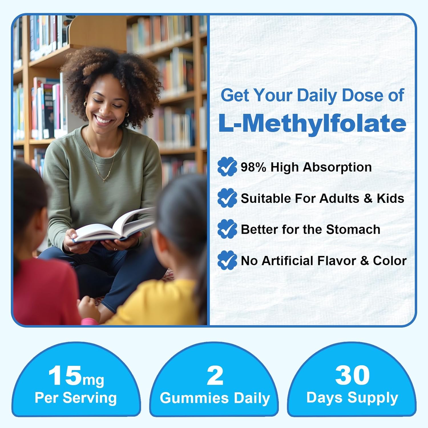 L-Methylfolate 15mg Gummies with Methyl B12, Folate 5-MTHF Supplement for Mood, Brain Health, Cognition & Immunity, Sugar Free, Vegan, Non-GMO, 60 Count - Image 8