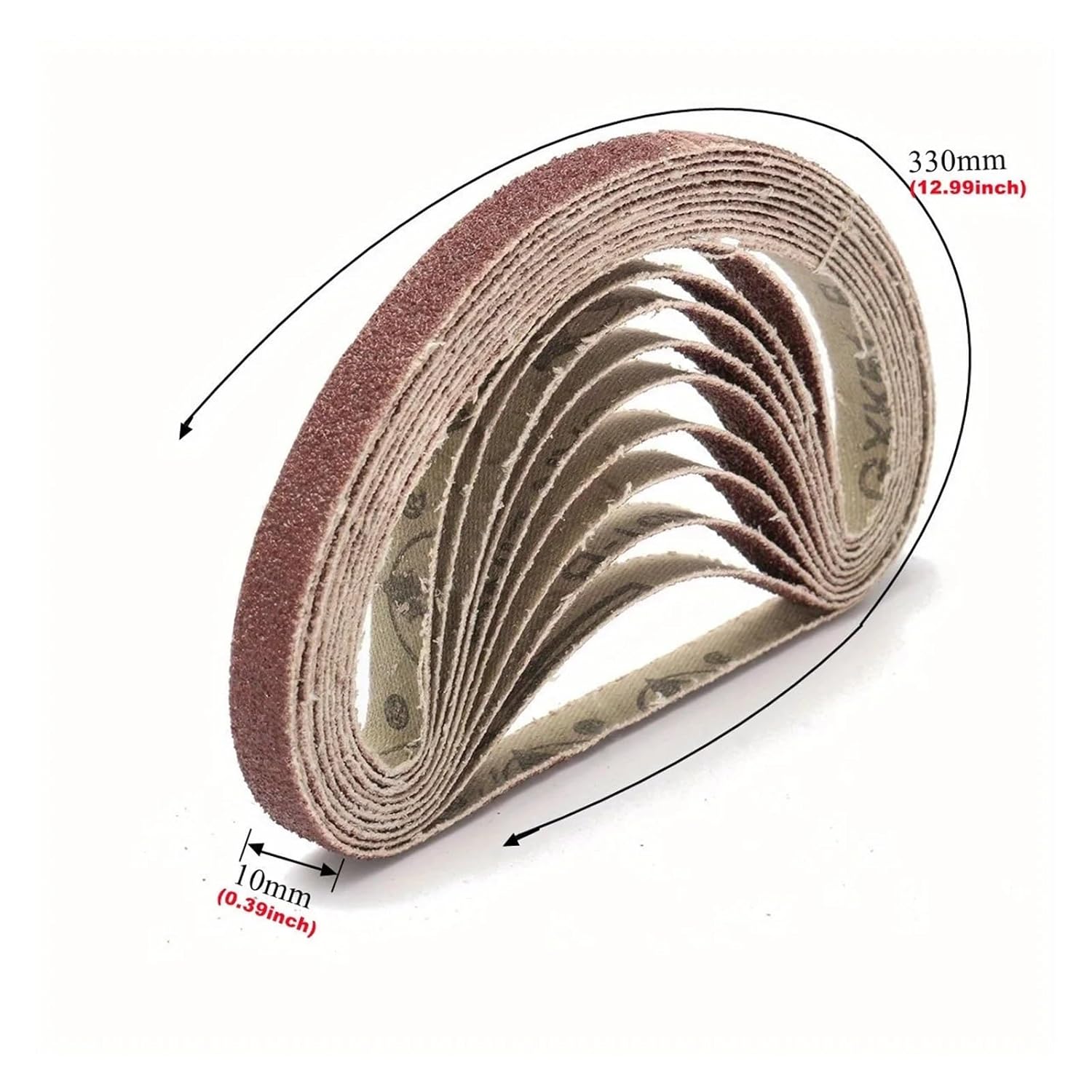 50pcs 5Rolls 10x330mm(0.39X12.99inch) Sanding Belt for Belt Sander Polishing Machine 40/60/80/120 Grit(60Grit)