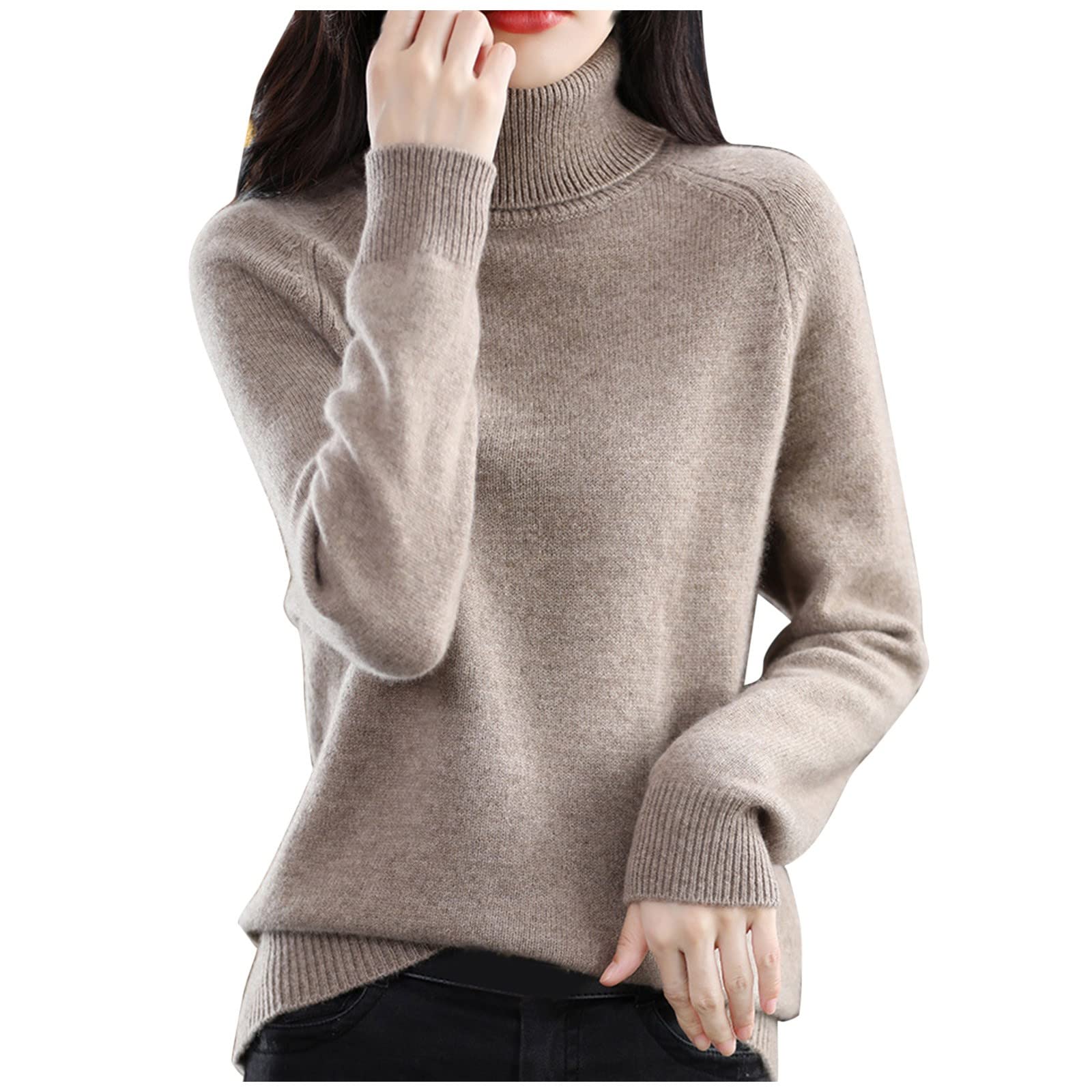 Cozy Cashmere Turtleneck Sweaters for Women Oversized Fall Winter Long Sleeve Knit Soft Pullover Casual Sweater 2026