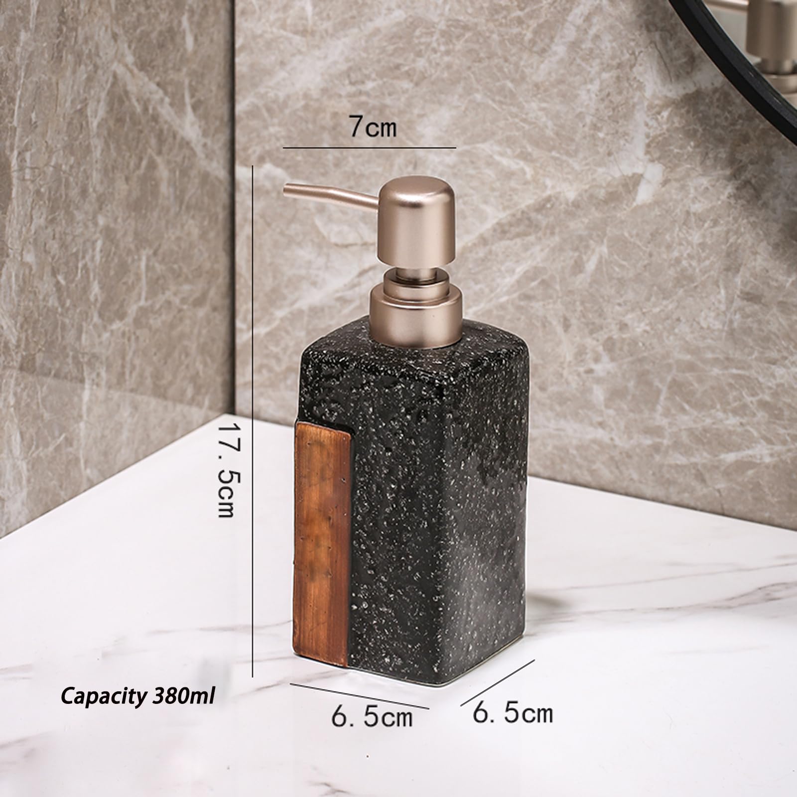 Flacone in Ceramica retrò per Gel igienizzante Mani, Ricaricabile, con Dispenser di Sapone Liquido per Bagno, Cucina, Shampoo, bagnoschiuma, Hotel (Grigio)