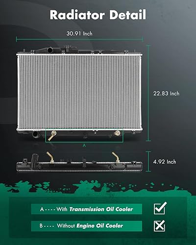 Vista 673 de SCITOO Reemplazo completo del radiador de aluminio para 1993-1998 para Toyota para T100 2.7L 3.0L 3.4L 2090 Radiador
