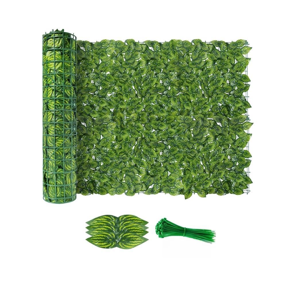 Qisino Watermelon 3M Artificial Ivy Fence Screening,3M X 1M Garden Fence Screening,Privacy Fence Screen Artificial Hedge Screening With 50Pcs Zip Ties For Garden,Balcony,Outdoor Decoration (Watermelon 3M)