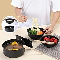 Vista 3 de Cocina de ramen para microondas, juego de tazones de ramen, cuenco de fideos para microondas con palillos y cuchara, artículos esenciales