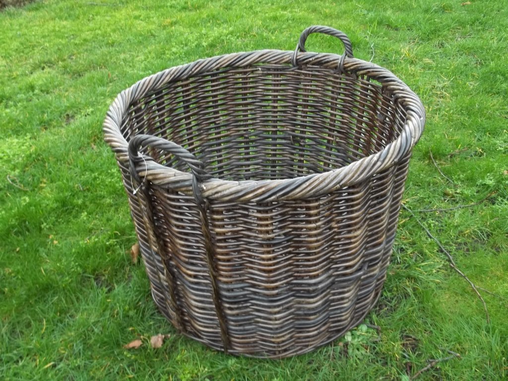 Kaminkorb, Holzkorb, Erntekorb, Kartoffelkorb aus Rattan, braun, Gr.1