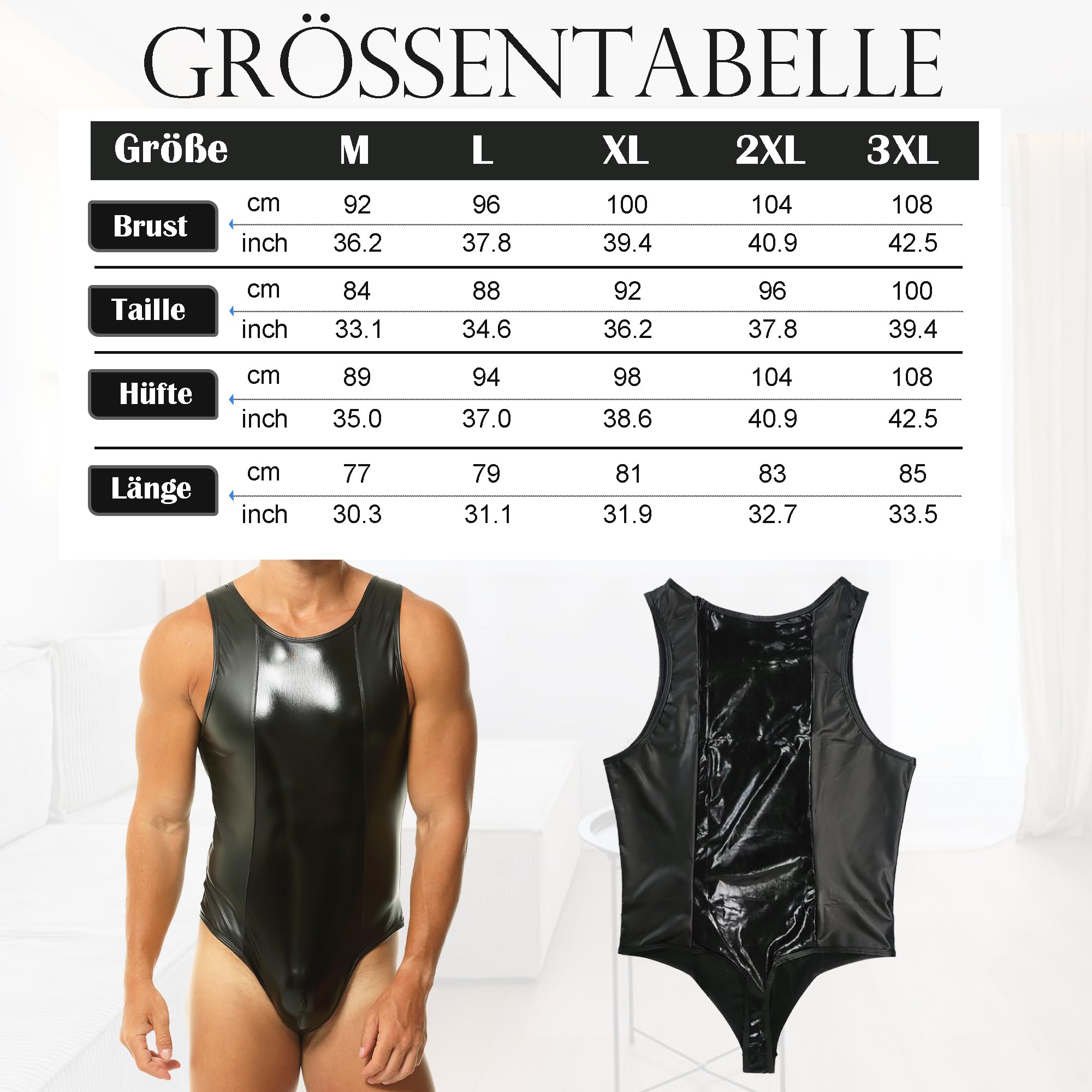 DTODWW Maillot Moldeador de Cuero Falso para Hombres, Maillot de Lucha de Ajuste Slim con Brillo, Chaleco Sin Mangas