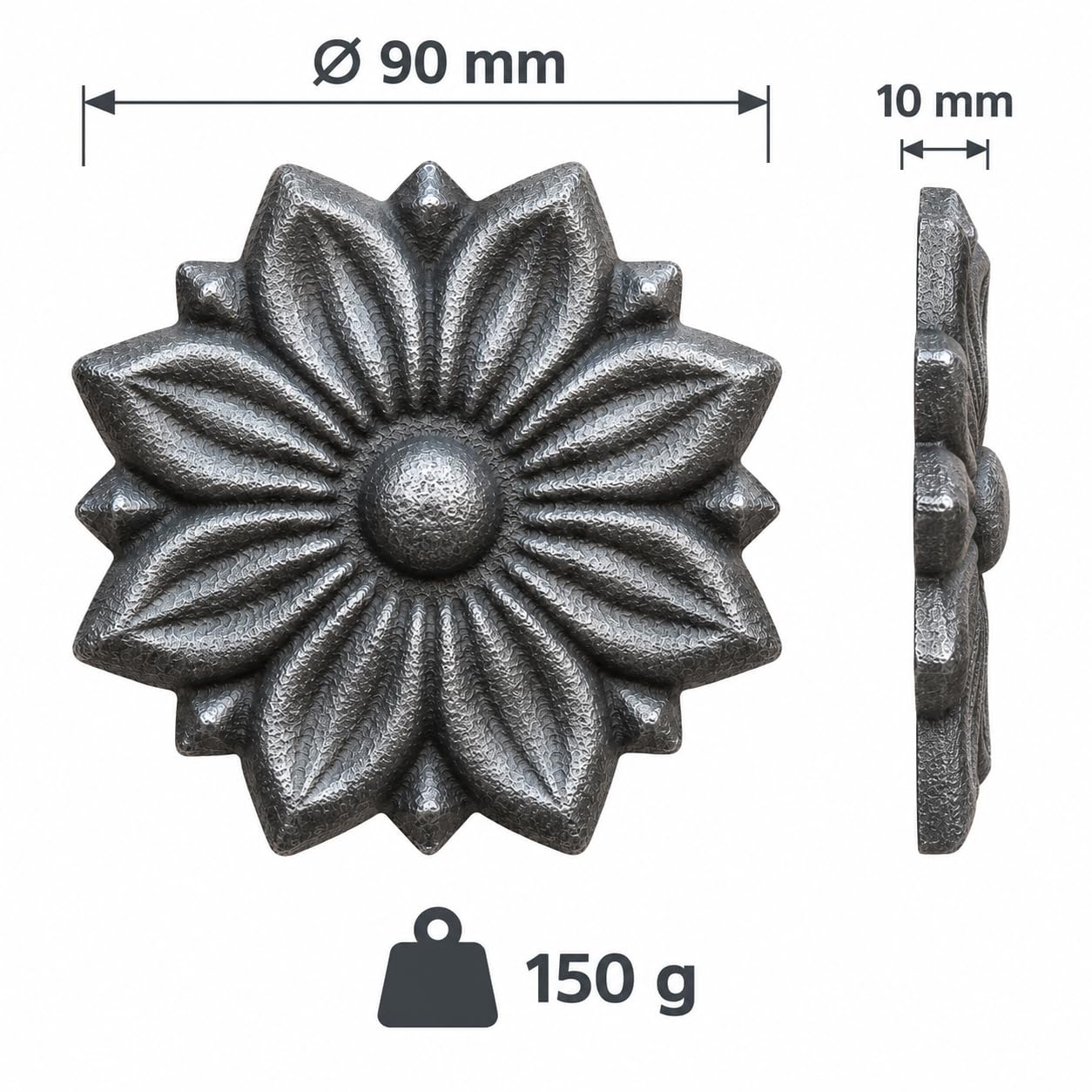 10 sztuk żeliwnych rozet Ø 90 mm