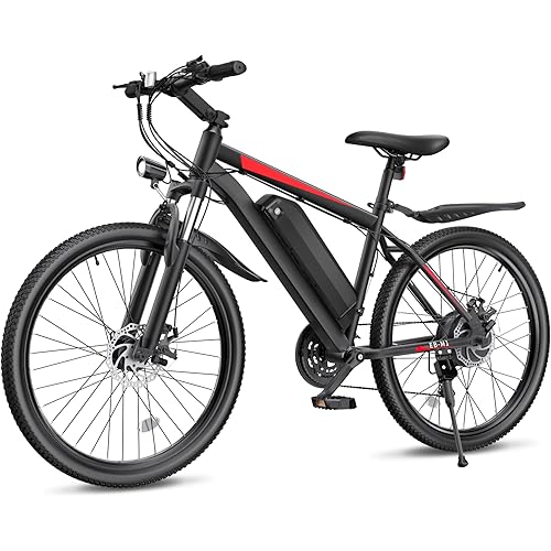 Electric Bike for Adults, 26" Ebike with 1000W Peak Motor, 21.7MPH 50Miles Electric Mountain Bike with 48V Removable Battery, Adjustable Stem, 21-Speed, Front Suspension, UL 2849 Certified