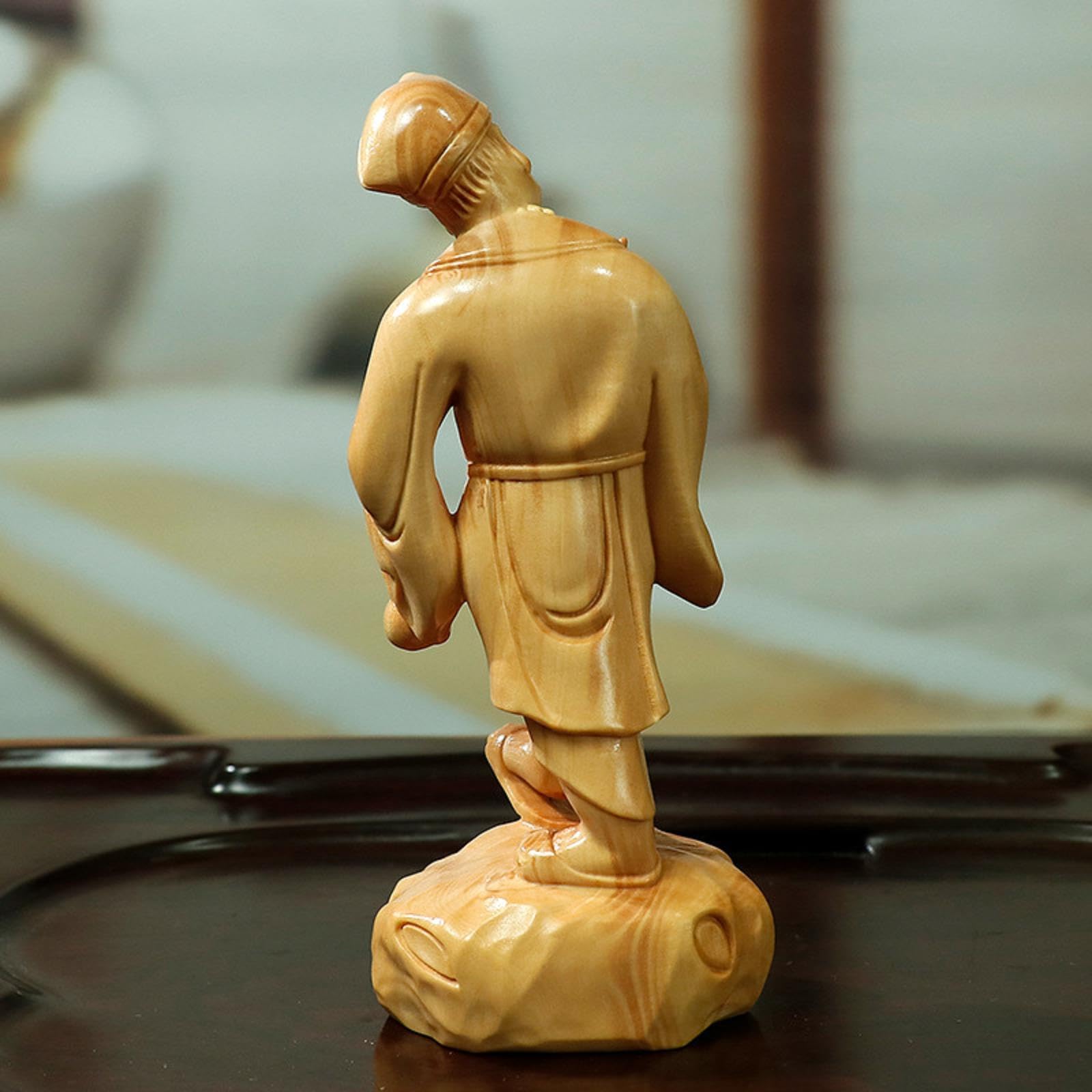 Amazon.co.jp: 羅漢の仏像小さな木彫りの装飾ツゲの木のヴィンテージ像