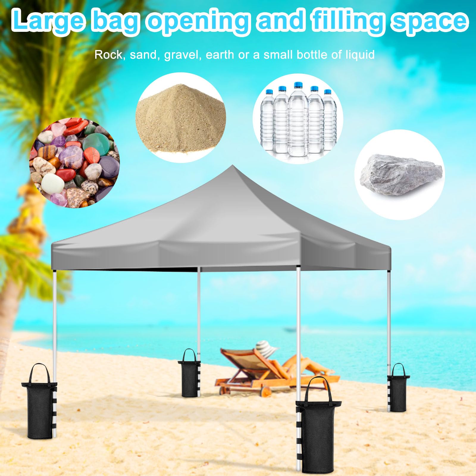 8 Stück Pavillon Sandsäcke 800D Oxford - Wasserdichte Zelt Gewichte 20x50cm