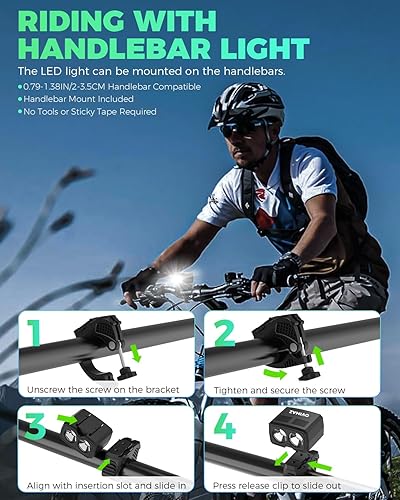 Miniatura 7 de Luz para casco de bicicleta, recargable por USB, 1000 lúmenes, luces para cascos de bicicleta con 5 modos de iluminación, impermeable, para