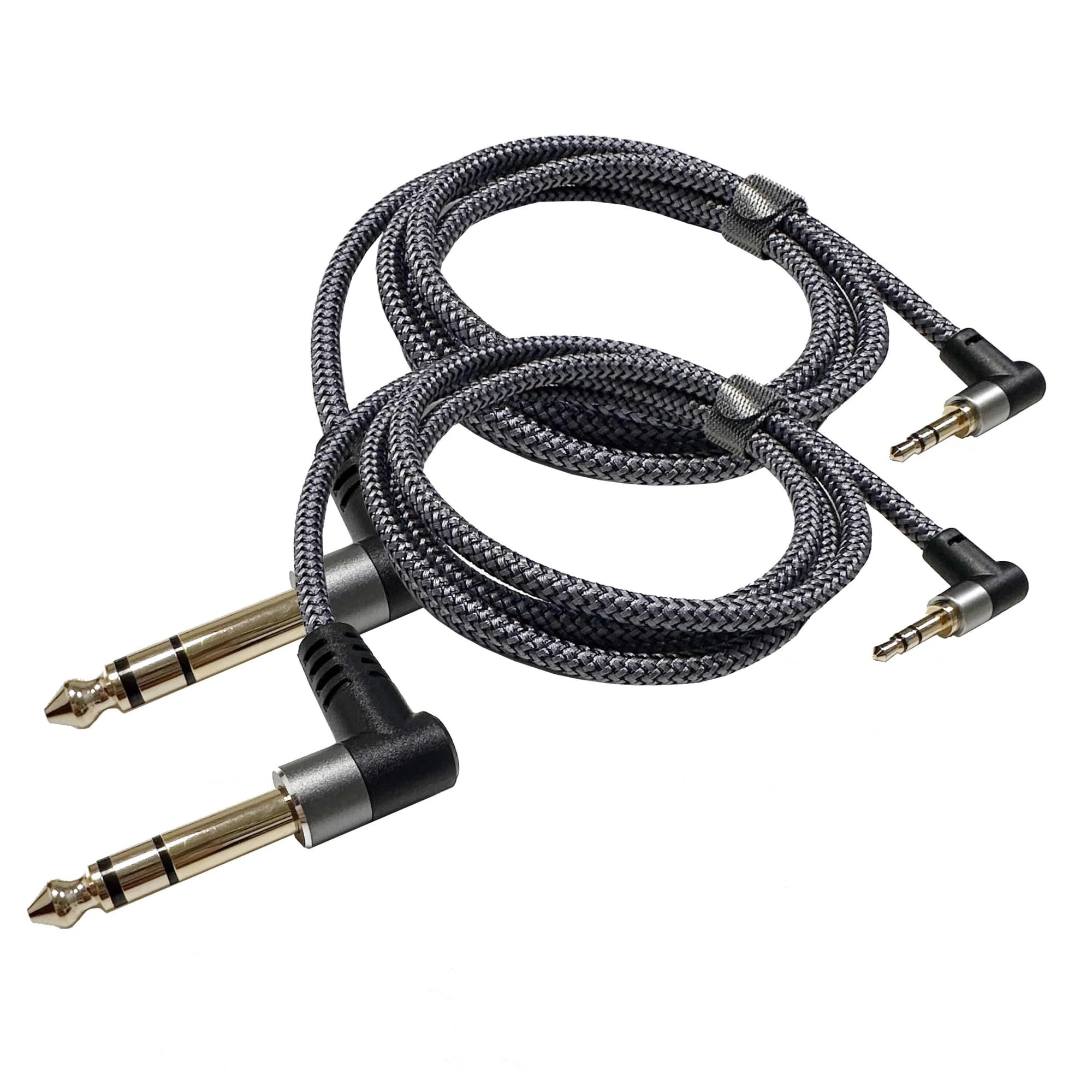 Professionelle Gitarren Audiokabel 90 Grad 3,5 Bis 6,35 Adapterkabel Für Mixer Verstärker Player Lautsprecher Vergoldet Langlebig | Gitarren-Audiokabel(2.4m 2pcs)