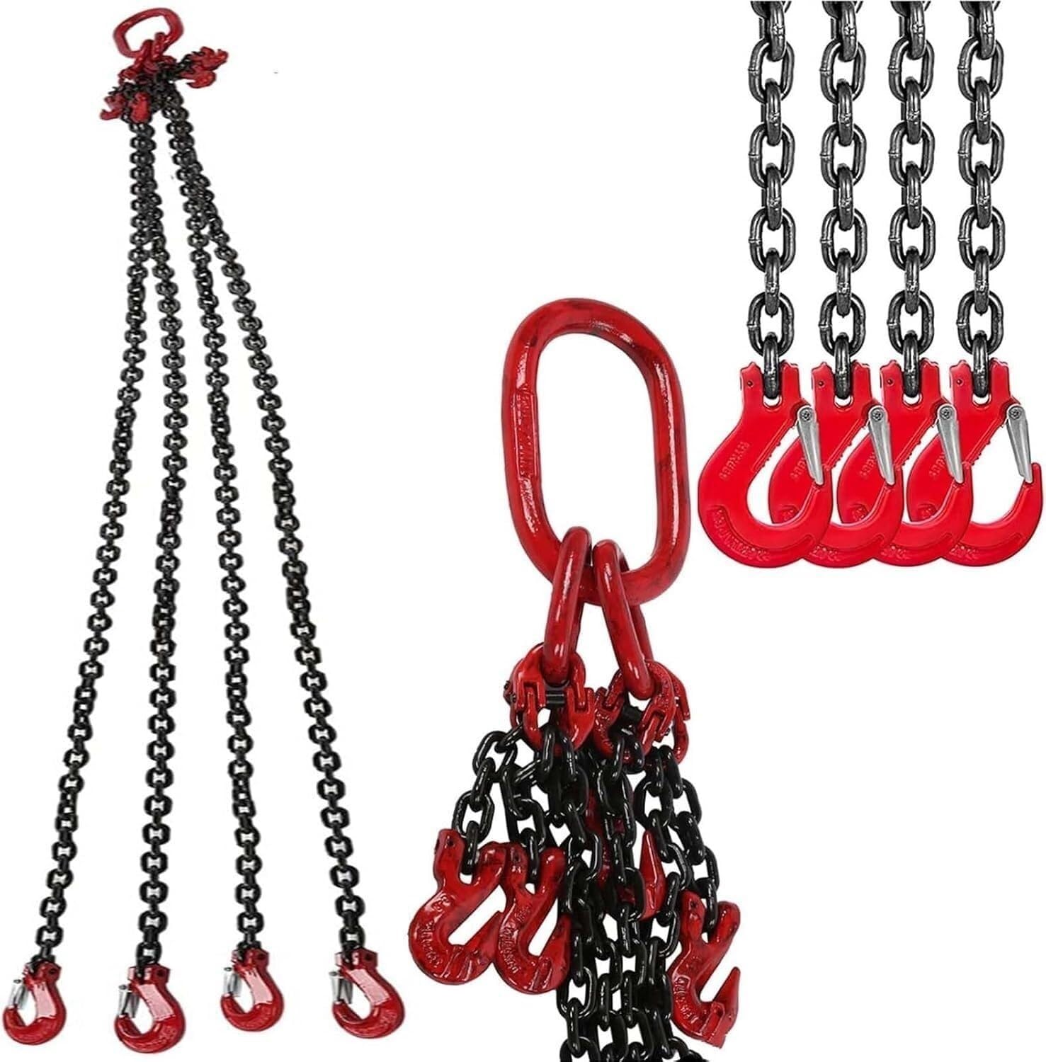 Cinghia a catena con gancio, 4 gambe, resistente, per sollevamento gru, strumento di sartiame sicuro e versatile