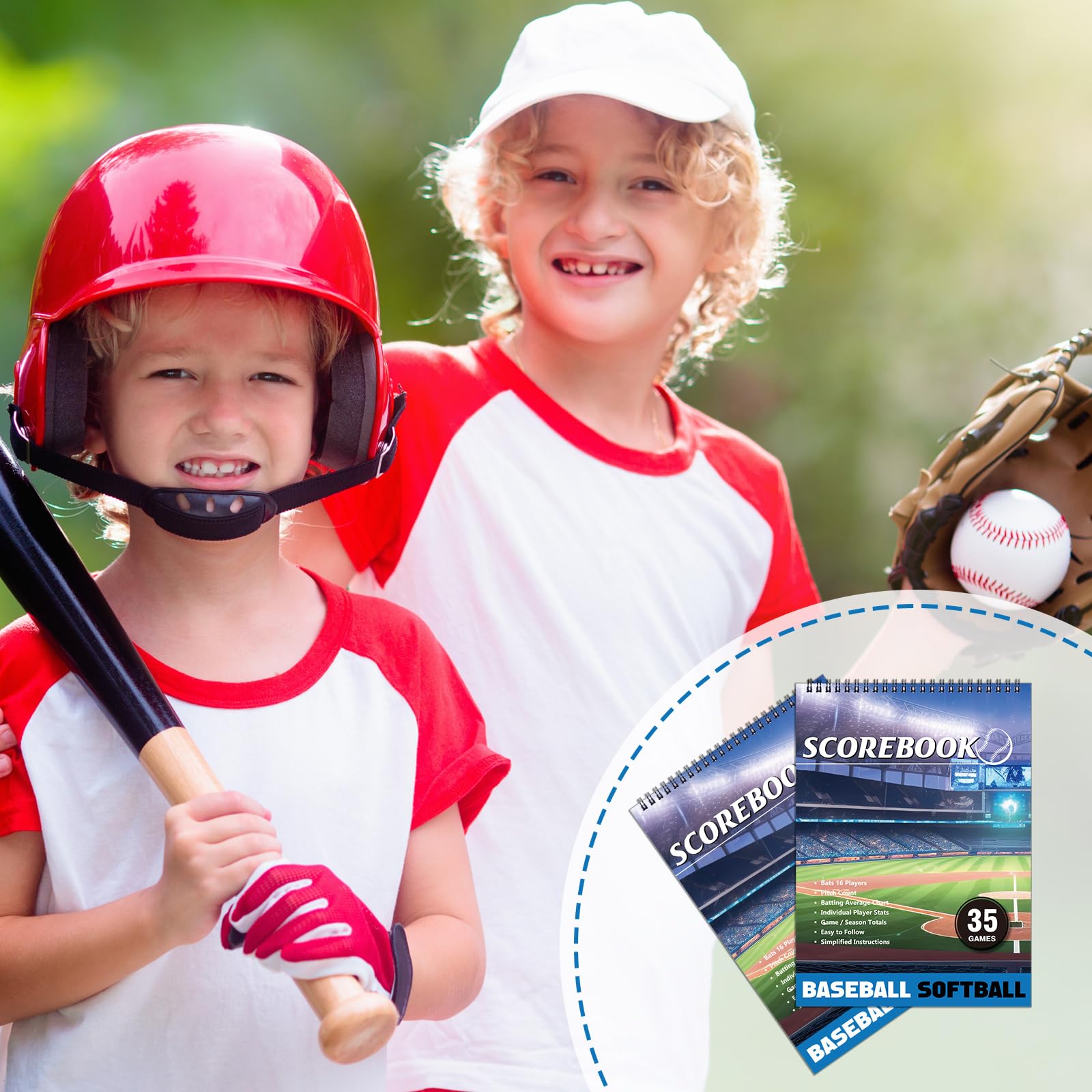 Qilery Libro de puntuación de béisbol, 35 juegos, libro de puntuación de béisbol y sóftbol, libro de puntuación, accesorios de entrenamiento para estadísticas, entrenadores, marcadores, 11.6 x 8.3