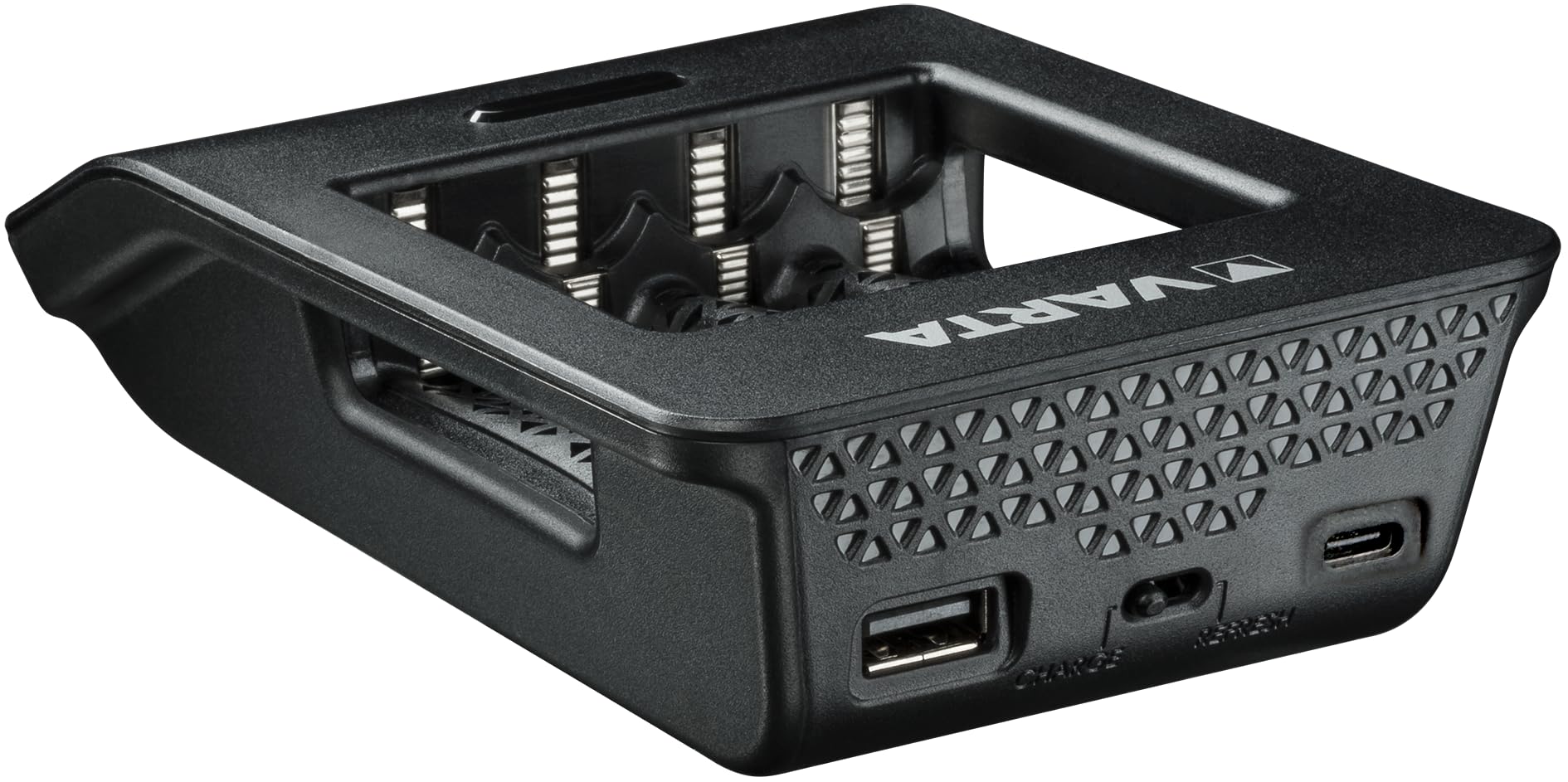VARTA Cargador de Pilas, Incl. 4X AA 2100mAh, Cargador para Pilas AA/AAA Recargables, LCD Smart Charger+, Carga por Ranura única, 2 Modos: Carga, refresca
