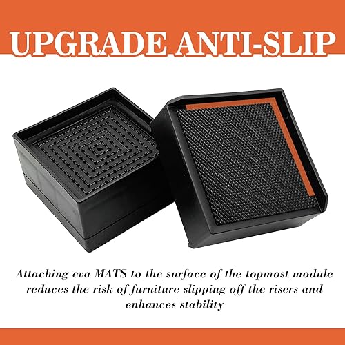 Miniatura 3 de Elevadores de cama, bloques de elevación para muebles, pilotes de 3 pulgadas resistentes para cama, sofá, escritorio, sofá, mesa, elevadores de