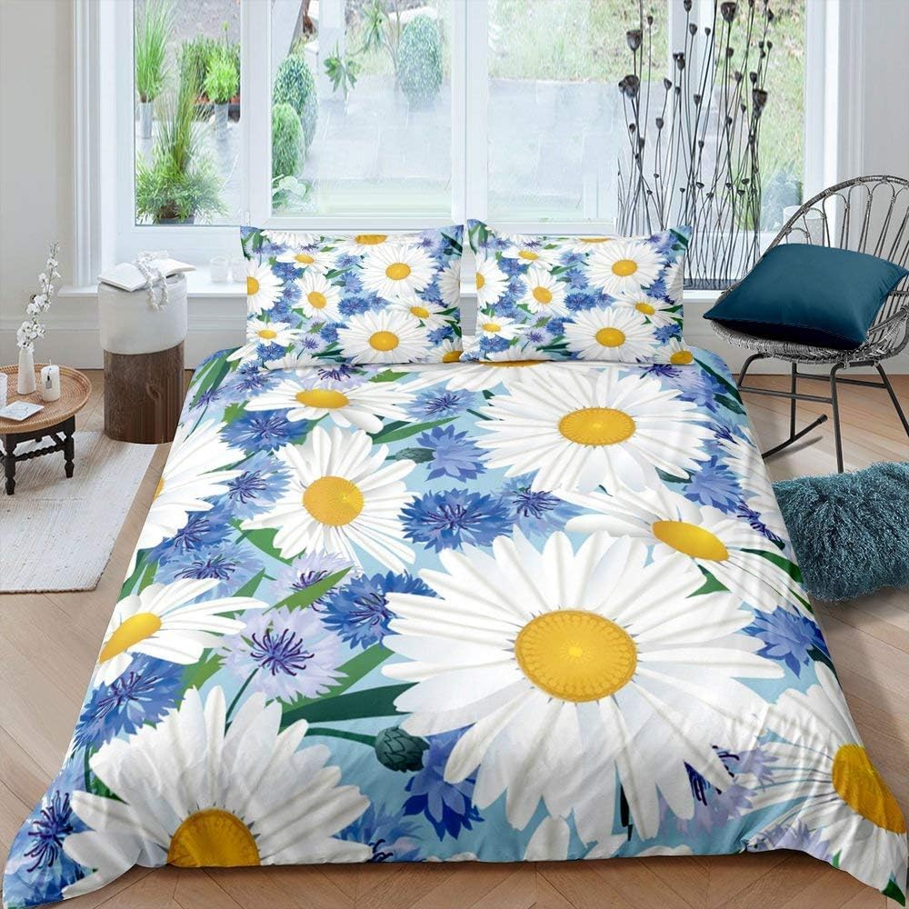 Housse de couette plantes fleurs facile d'entretien et confortable contre les acariens