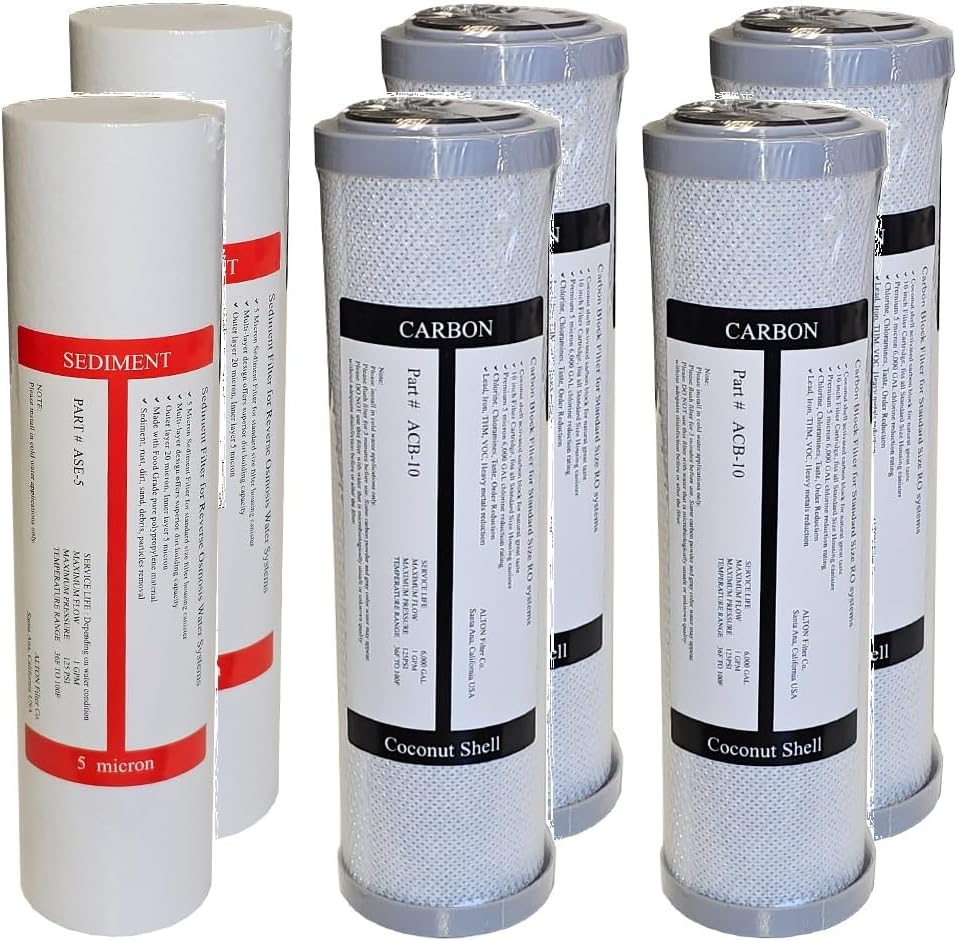 Alton Compatible APEC water filter Set 2x Bottom 3 filters for model ROES-50 ROES-75 RO-45 RO-90 RO-PH90 RO-PERM RO-Pump RO-Hi WFS-1000 ROES-UV75 ROES-PH75 ROES-PHUV75 ROES-UV75-SS 2 Sediment 4 Carbon