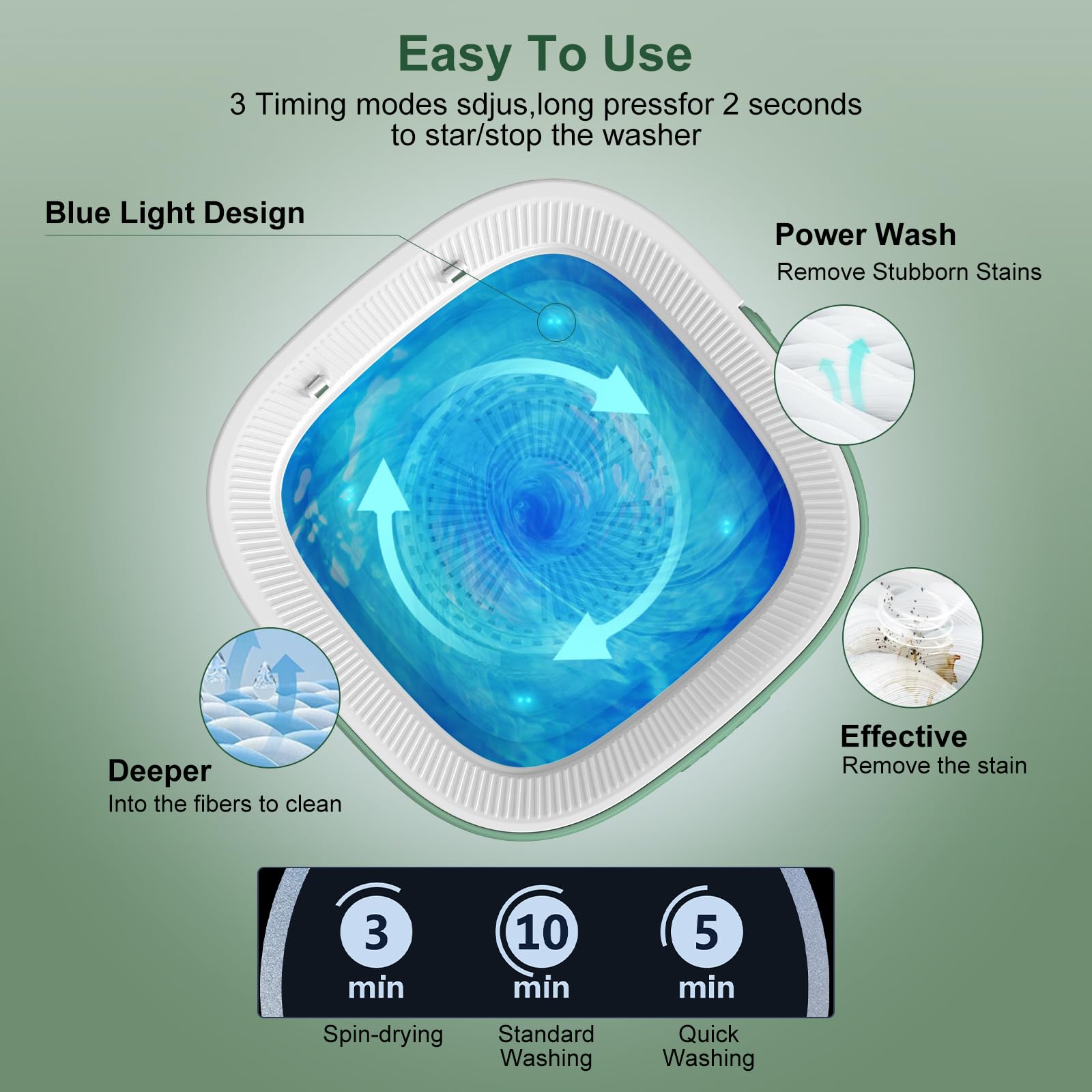 Portable Washing Machine, Mini Washing Machine Ultrasonic Turbine Wash,Home Foldable Small Portable Laundry Machine, Mini Portable Washer For Underwear, Sock, Baby Clothes, Travel, Camping, Dorm, RV