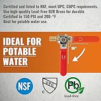 Vista 3 de SUNGATOR Paquete de 2 válvulas de bola Pex de 1/2 pulgada, válvula de cierre PEX de 1/4 vuelta con crimpado de puerto completo para agua fría