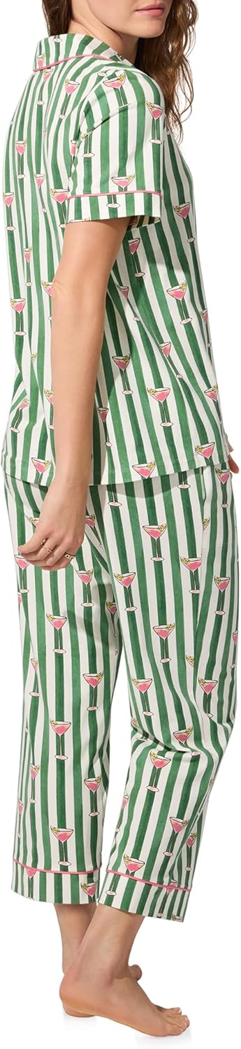 Bed Head PJs Womens Matching Pajamas - Soft Organic Cotton Button Down PJ Shirt & Cropped Pants Set - Loungewear & Sleepwear - Image 3