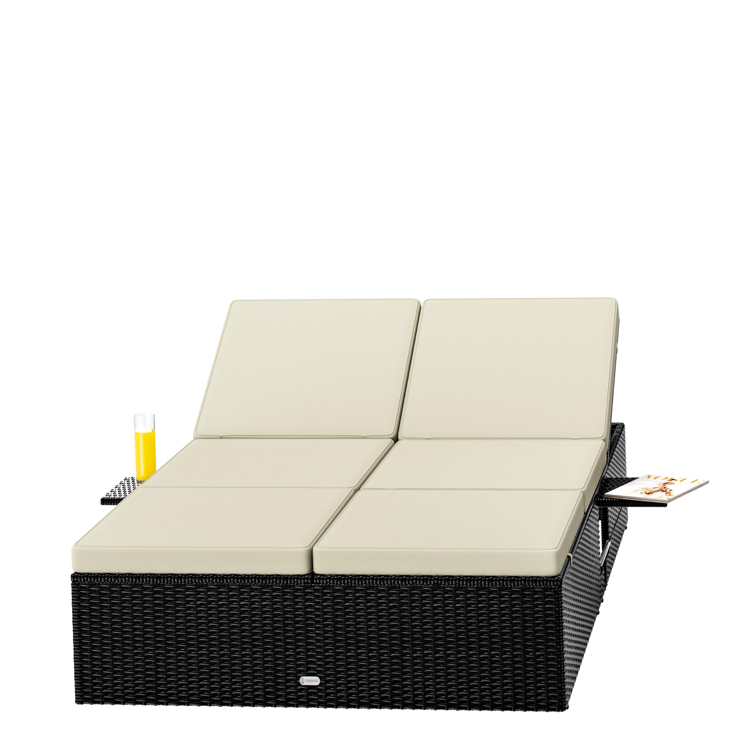 Casaria® Lettino Doppio con Tavolino 200x115cm Capacità di Carico 220kg