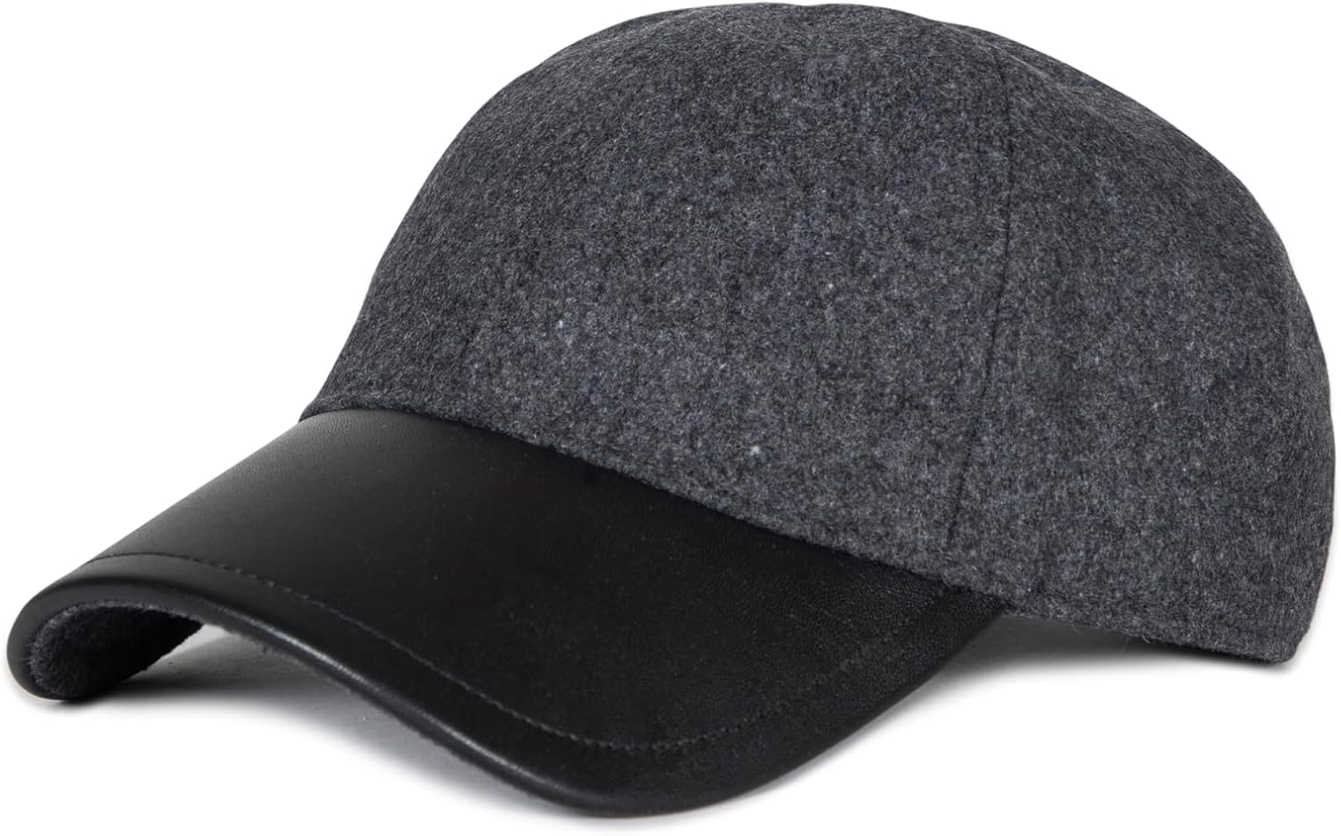 AllSaints Women's Wool & Leather Baseball Cap, Hat with Adjustable Strap & Curved Brim Grey image 3