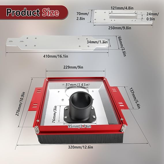 Router Sled Slide Connector with Dust Collection fit for 20mm Linear Rails and SBR20UU SCS20UU Slides, Router Sled Mill Accessories with Acrylic Base Plate Compatible with Most Routers