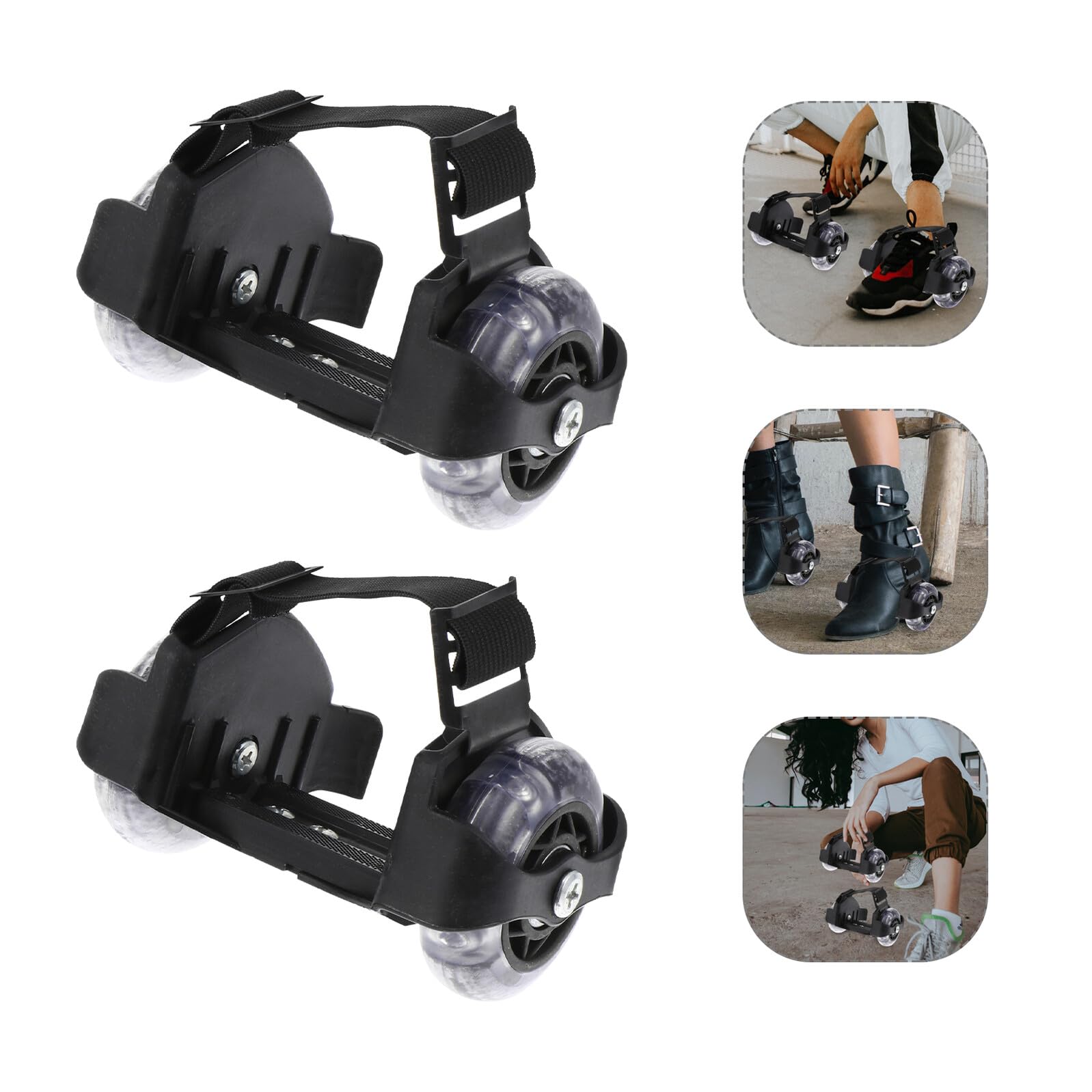 Scarpe Pattini a Rotelle Ruote, Luci Automatiche, Pvc Nero | Versione Telescopica Regolabile, Resistente All'usura, Portata 50kg, per Bambini e Ragazzi
