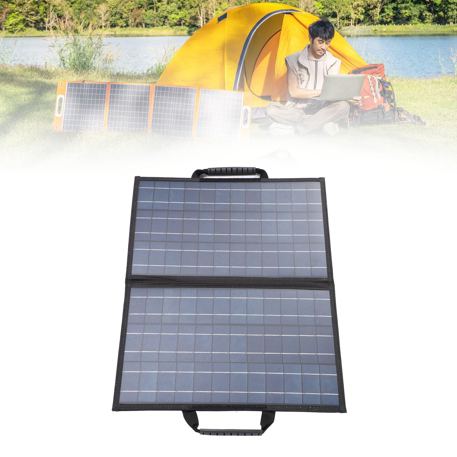 Kit de panneau solaire 80 W chargeur solaire pliable portable avec compteur de réglage d'angle double USB charge rapide pour camping en plein air randonnée silicium polycristallin
