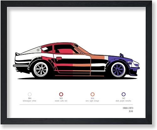 Monem Art 3-Piece Car Poster - Retro Automobile Print - Car Enthusiast Art - Chic Boho Design - Silhouette Illustration - Illustration Drawing -