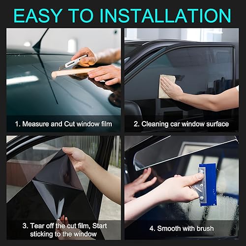 Miniatura 7 de Película de tinte para ventana de automóvil, película de privacidad para ventana lateral del pasajero, bloqueo de calor y rayos UV y resistente a