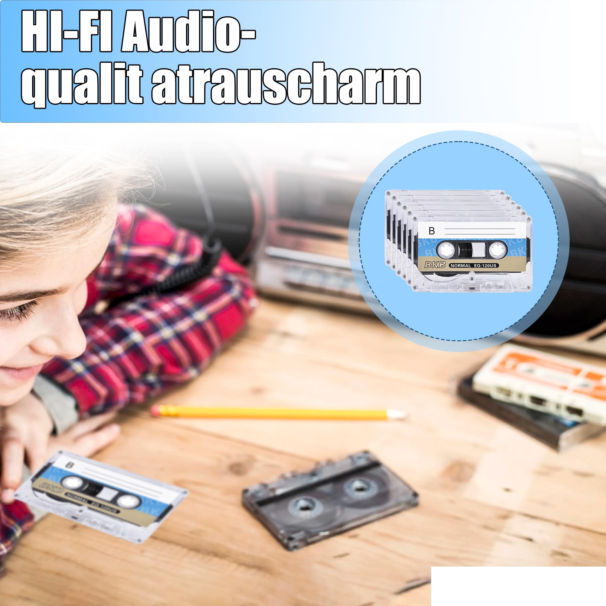 Lot de 5 cassettes audio vides, à faible bruit, cassettes de musique de 90 min, cassettes vides, convient pour les conférences, les séminaires et les enregistrements quotidiens